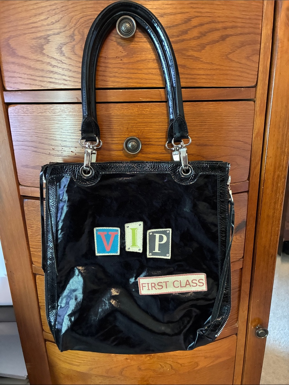 Barbara Rihl Paris Black Patent Tote Bag VIP First Class handbag made in France